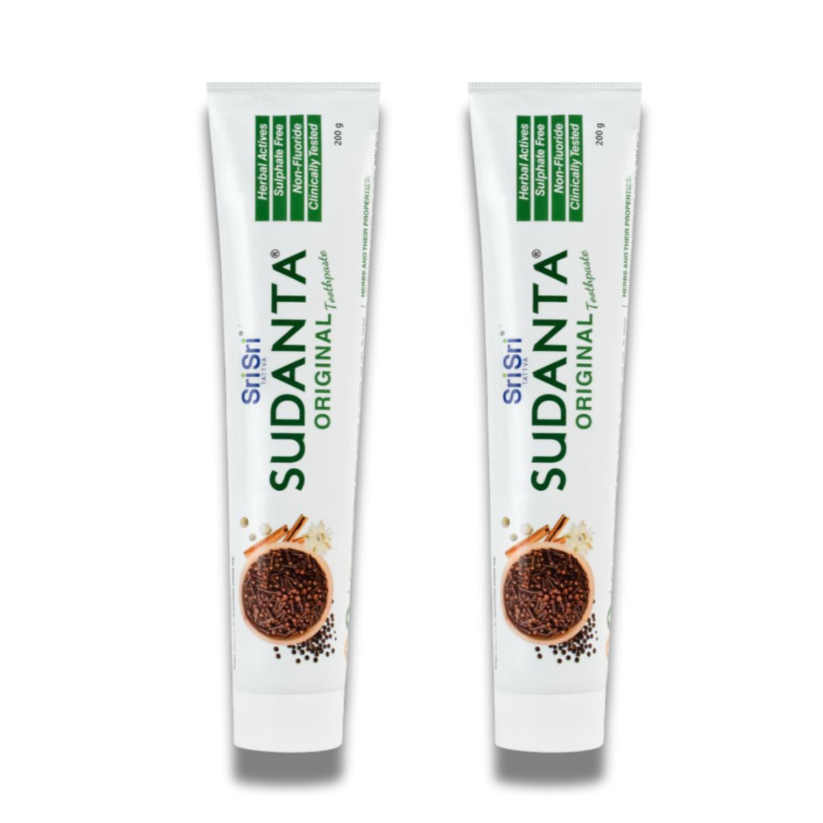 Sri Sri Tattva Sudanta Herbal Toothpaste 200g twin-pack front view
