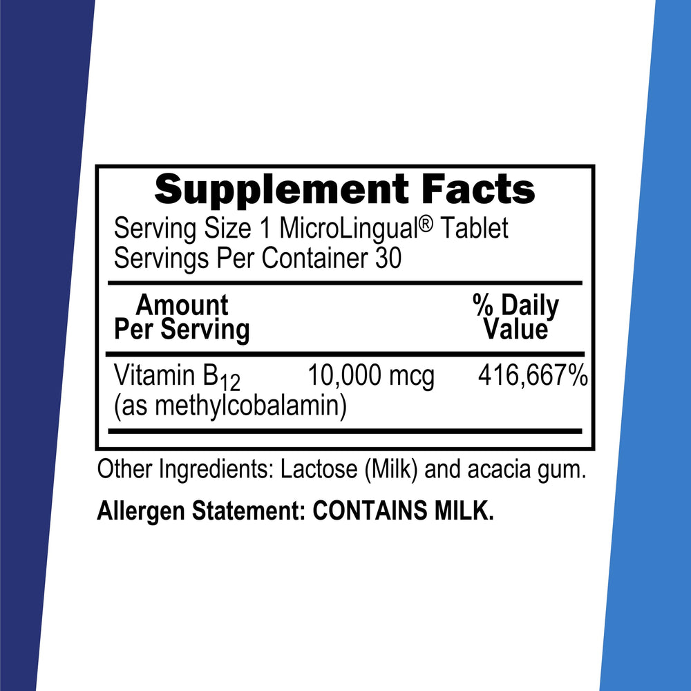 Dissolving B-12 tablet showing fast absorption