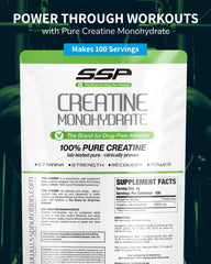 Front view of SSP Creatine Monohydrate packaging
