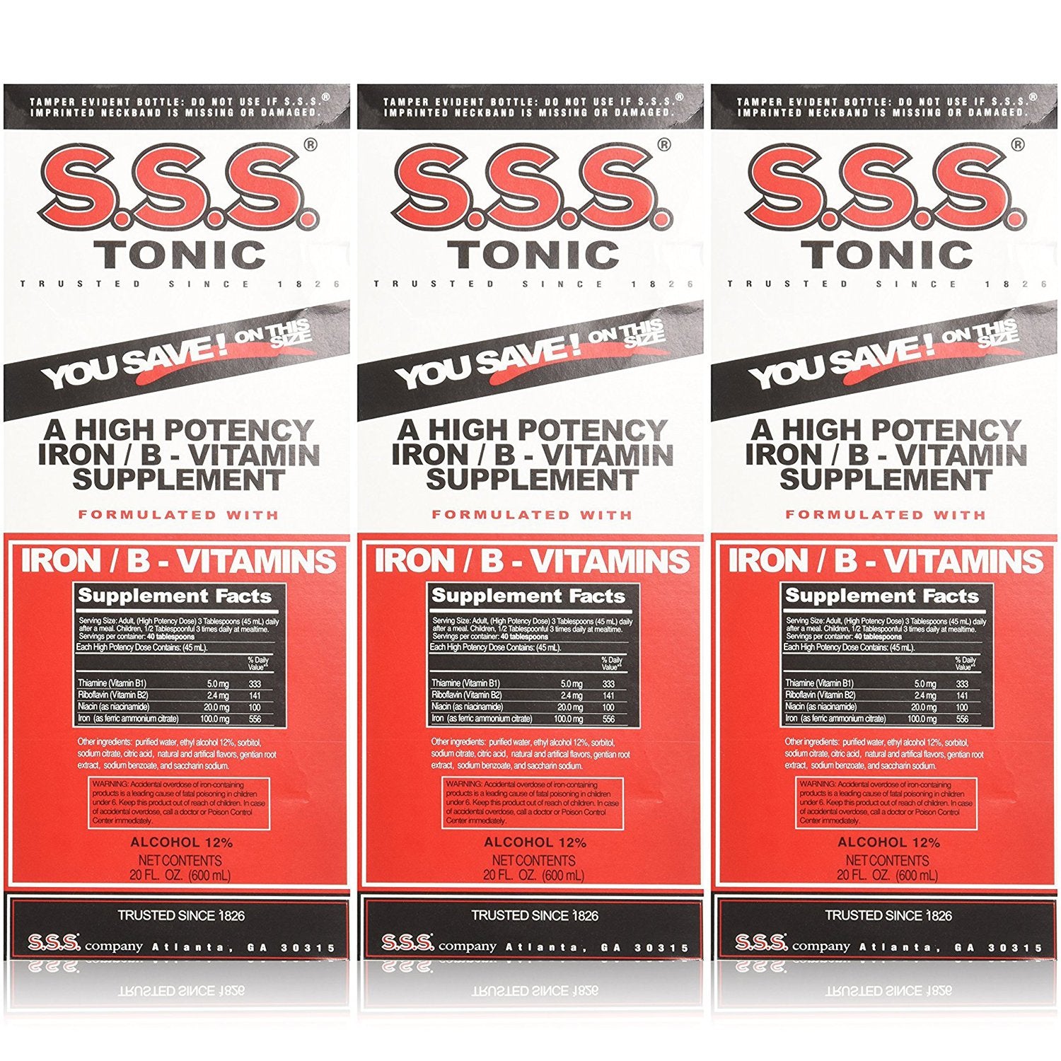 Front view of SSS Company S.S.S. Tonic Liquid Large 20 oz (Pack of 3)