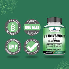 Gluten-free and Non-GMO St. John’s Wort capsules by American Standard Supplements