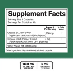 Made in the USA in an FDA-registered facility with 1800mg St. John’s Wort