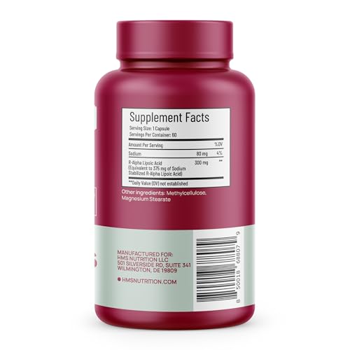 Supplement facts panel for R-Lipoic Acid 300mg