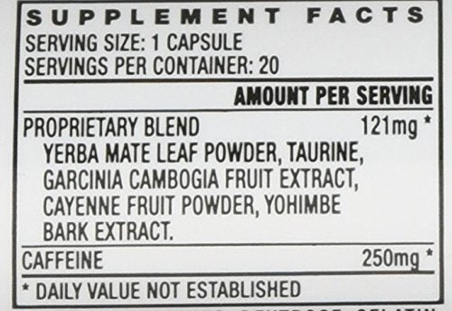 Stacker 2 Black Jax label showing ingredients