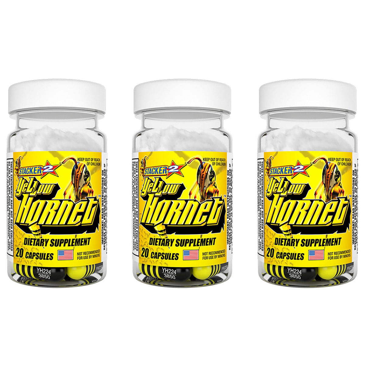 STACKER 2 Yellow Hornet (3) 20-count bottles - front view