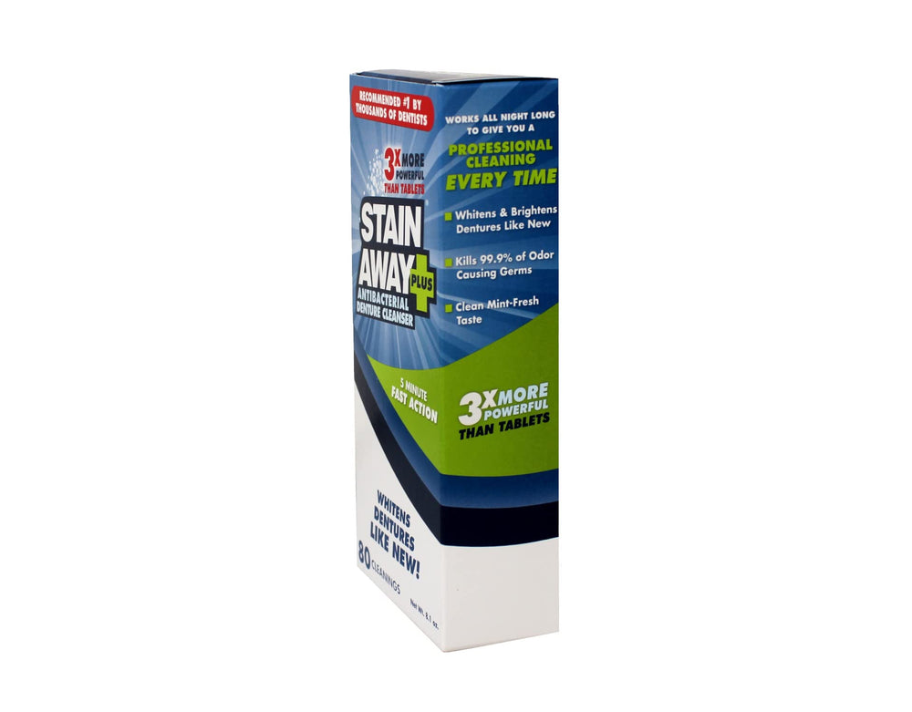 Mint-fresh result after using Stain Away Plus denture cleanser.