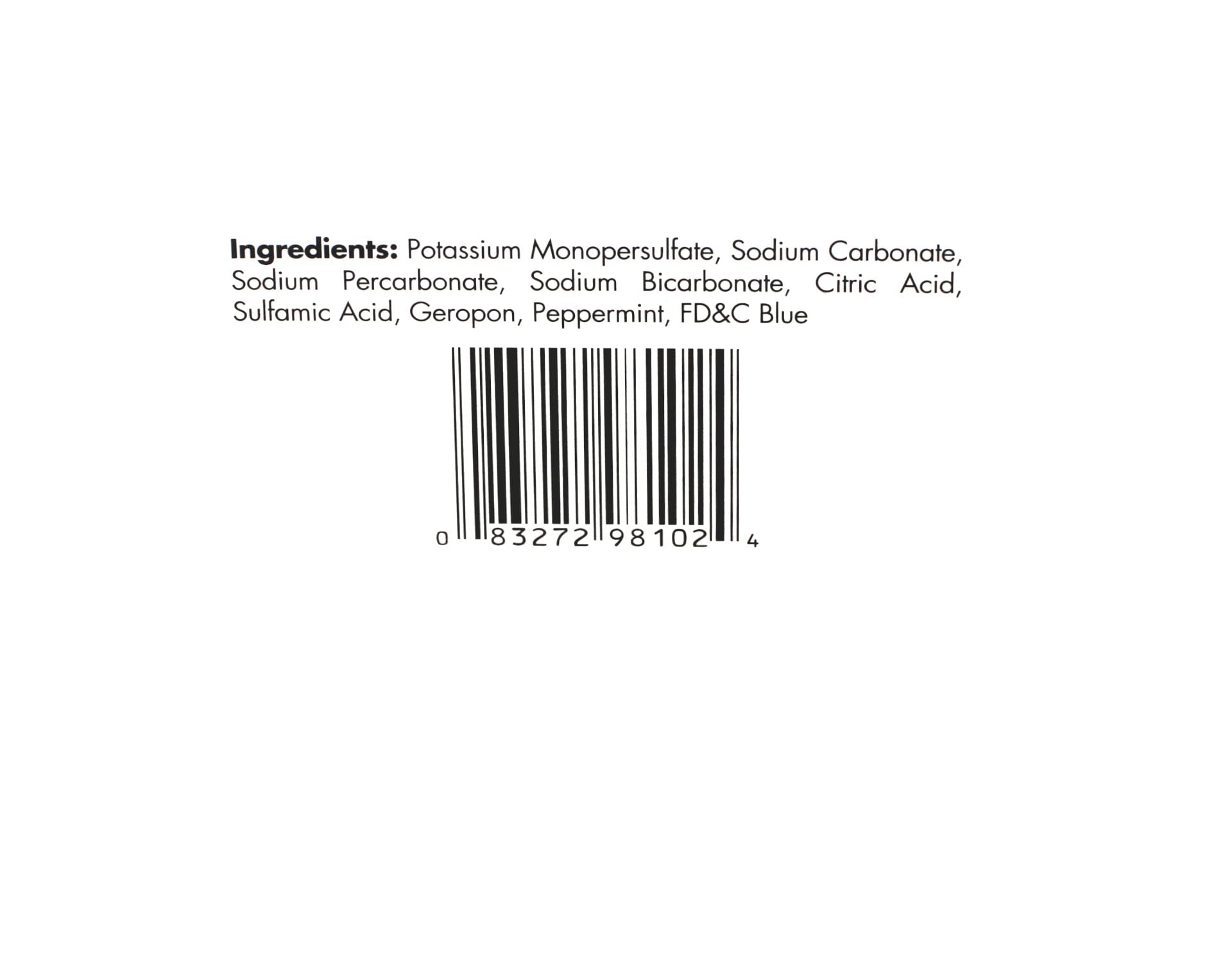 Made in USA label on Stain Away Plus denture cleanser.