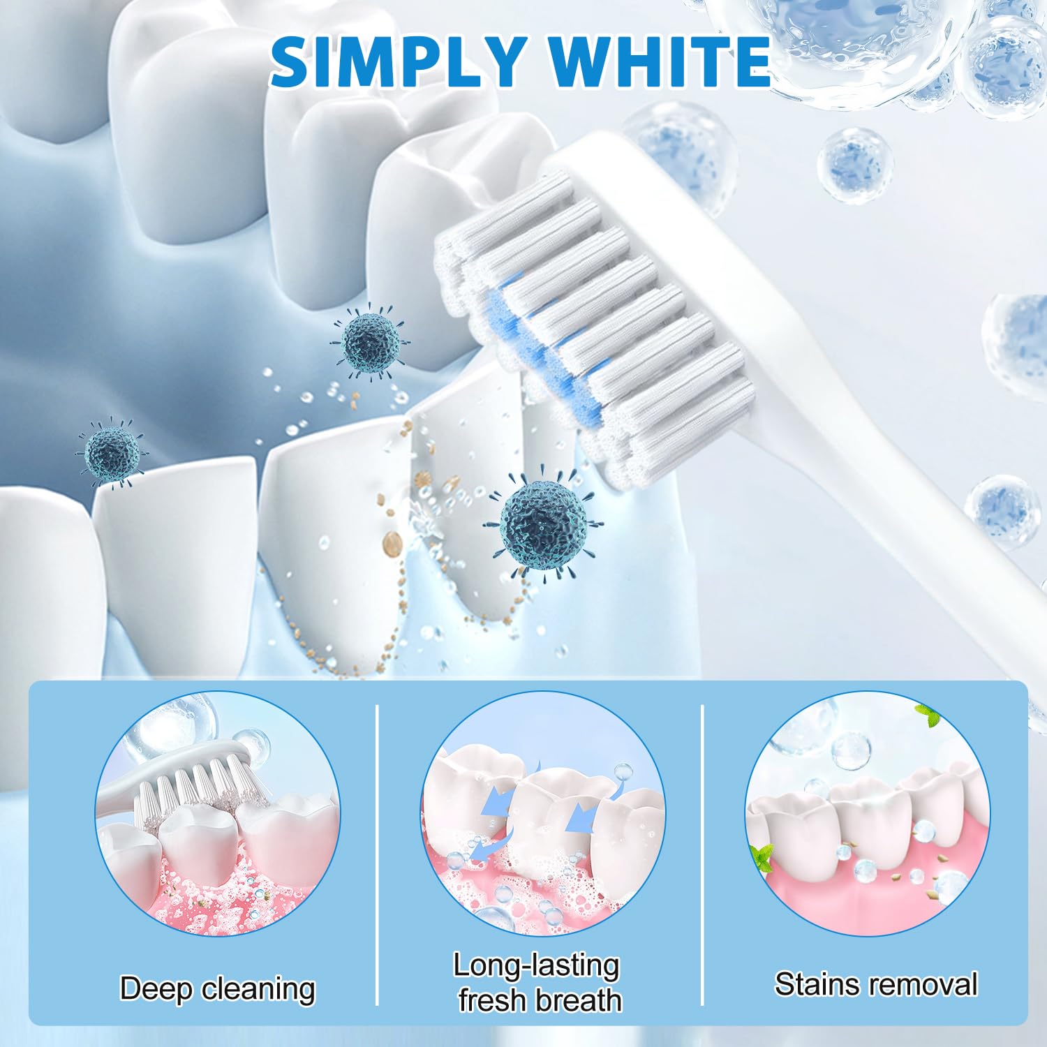 Demonstration of stain removal and fresh breath with whitening powder