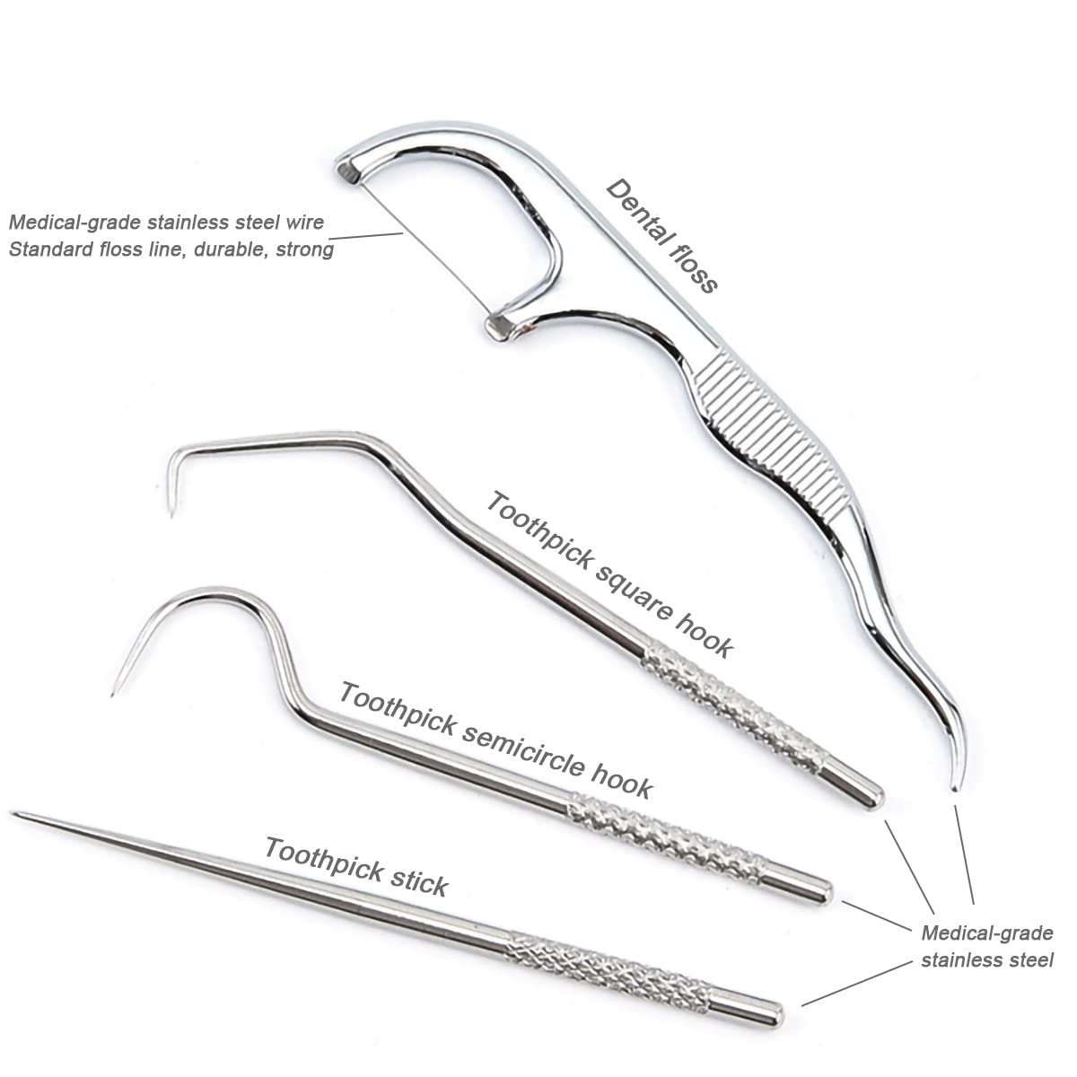 Stainless steel dental tools for teeth cleaning