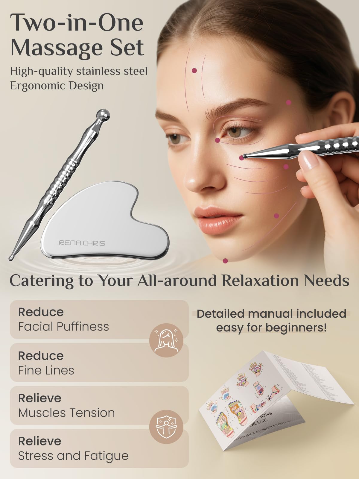 Stainless steel gua sha tool for gua sha therapy