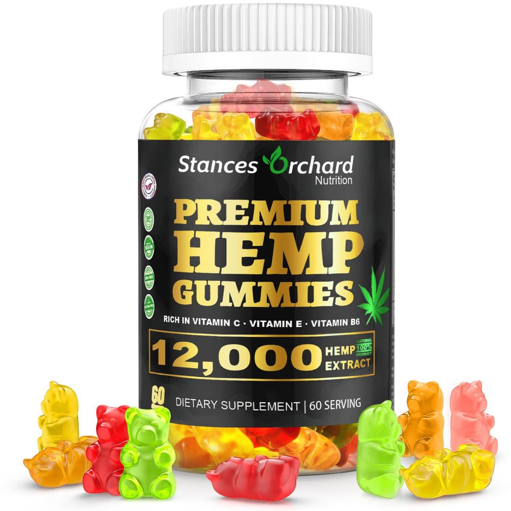 STANCES ORCHARD Hemp Gummies bottle on a white background