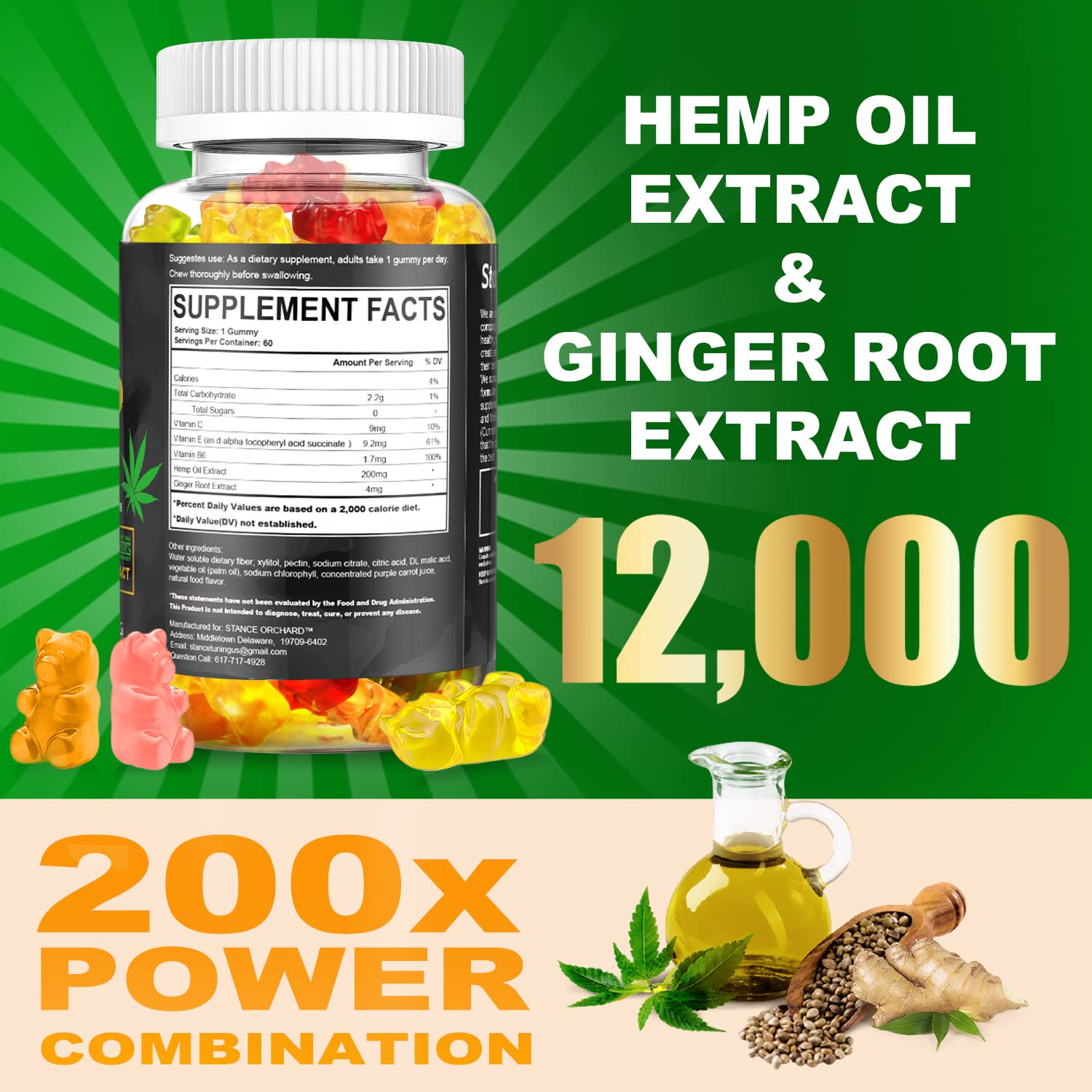 Assorted fruit-flavored hemp gummies