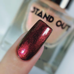 STAND OUT Ethereal Edge manicure in progress demonstrates a precise and even application
