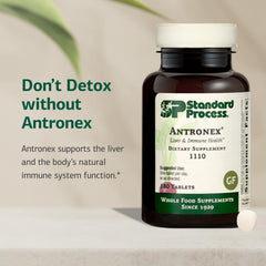 Standard Process Antronex gluten-free label on bottle indicating non-dairy and non-soy