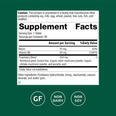 Close-up of B6-Niacinamide supplement bottle label