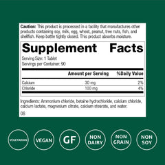 Cal-Amo ingredients on bottle label