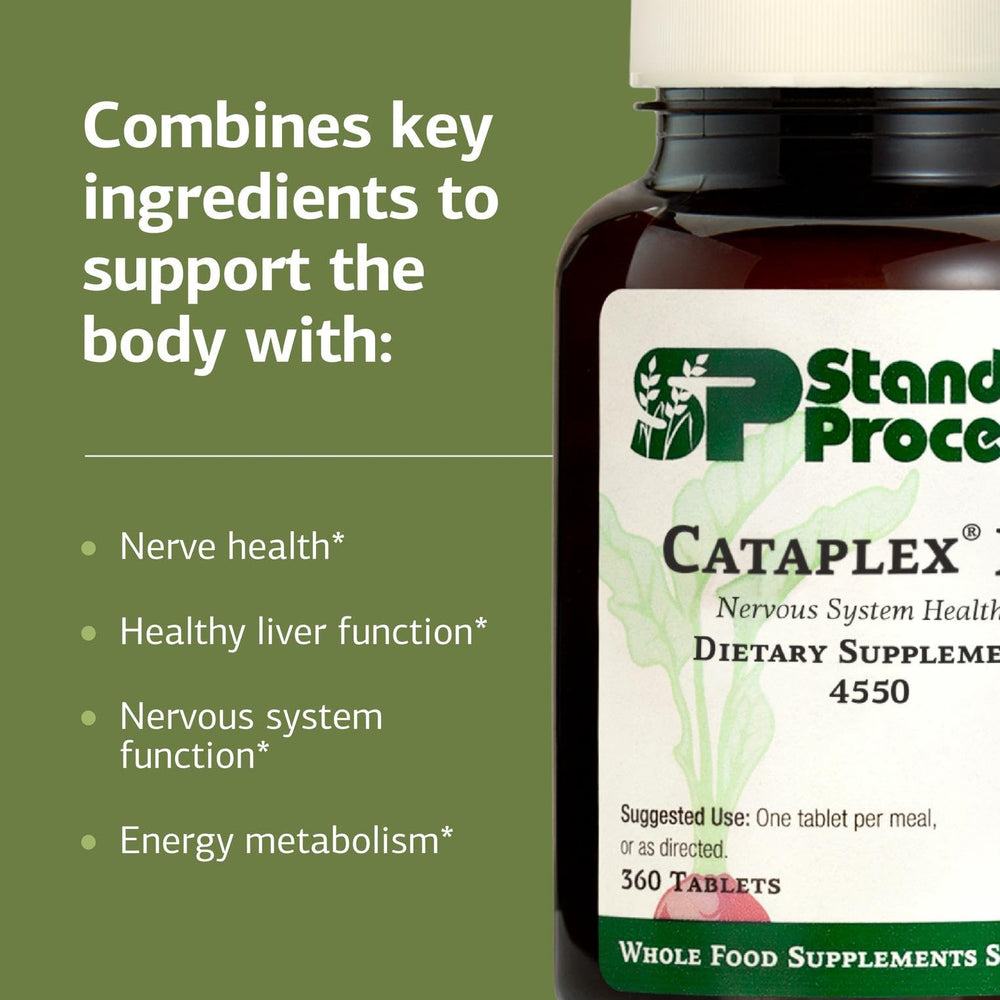 Close-up of Standard Process Cataplex B2 bottle label