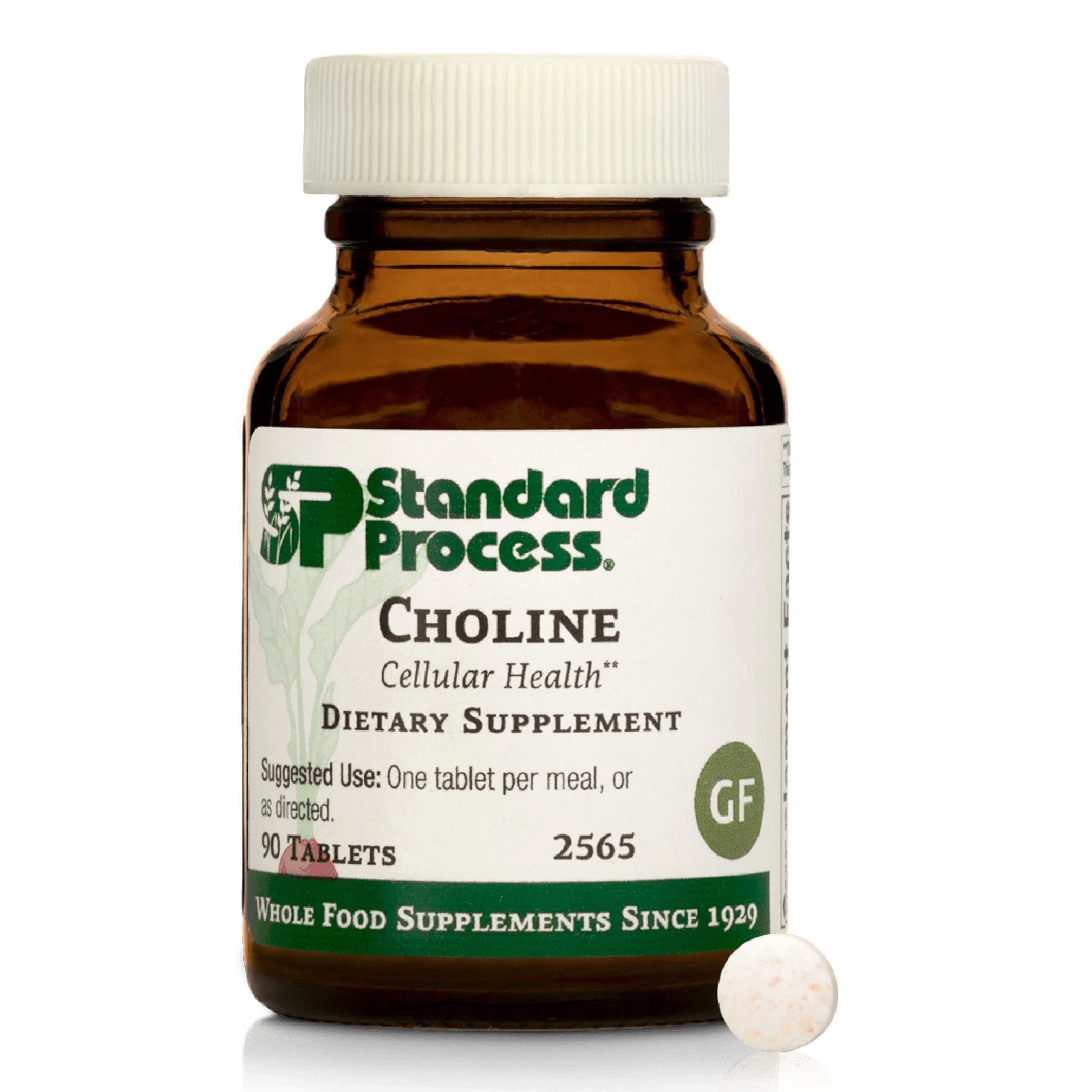 Bottle of Standard Process Choline 180 mg with label