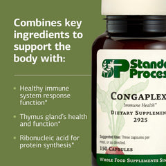 Standard Process Congaplex ingredients panel shows thymus-supporting components.