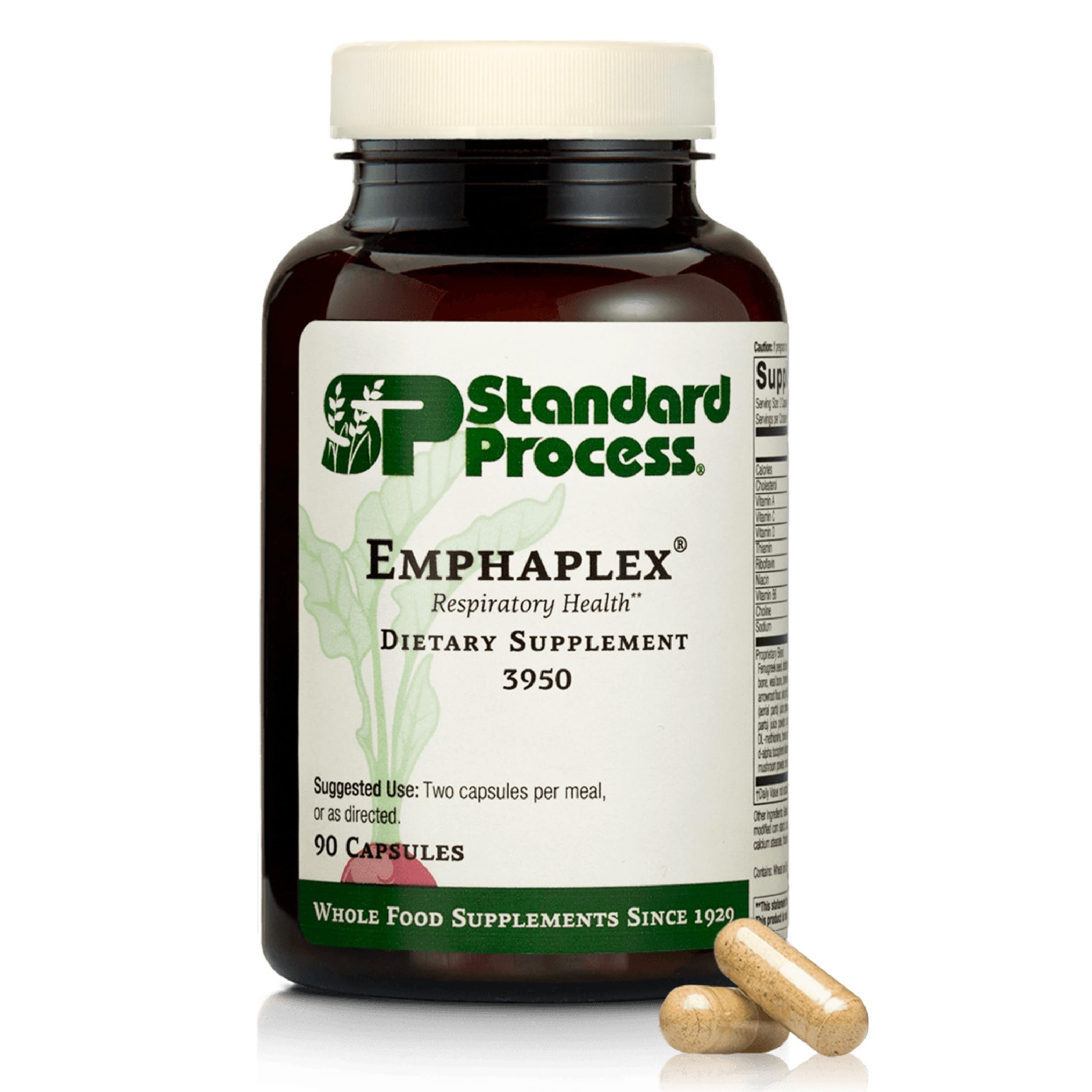 Standard Process Emphaplex bottle demonstrates respiratory support formulation for daily use.