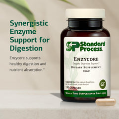Standard Process Enzycore label detail showing broad pH enzyme blend.