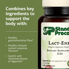 Lact-ENZ bottle being poured suggests easy daily usage.