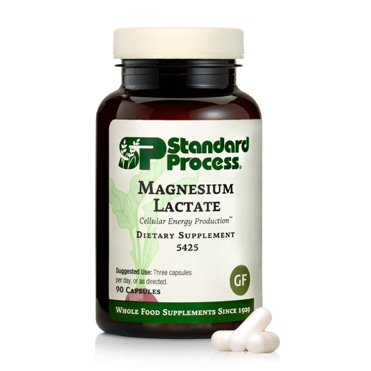Standard Process Magnesium Lactate 90 Capsules bottle on white background