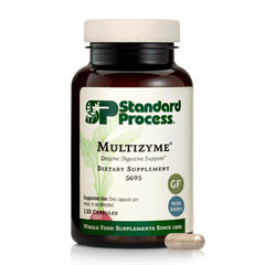 Bottle of Standard Process Multizyme pancreatic enzyme supplement