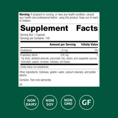 Close up of Multizyme 90 capsules label