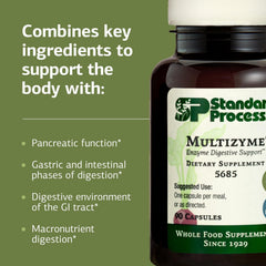 Standard Process Multizyme label detail, ingredients supporting digestive wellness
