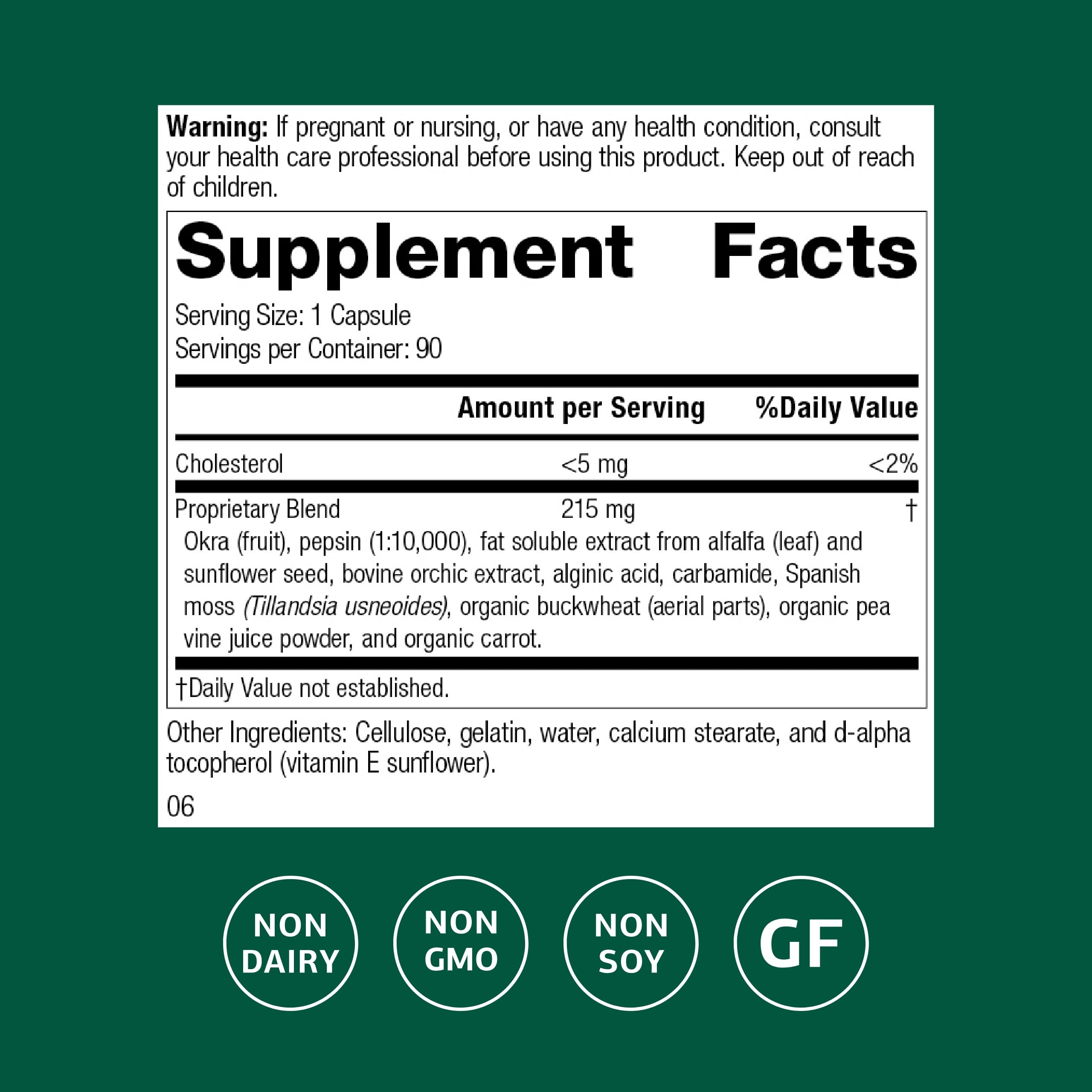 Standard Process Okra Pepsin E3 capsules offer convenient daily digestive support.