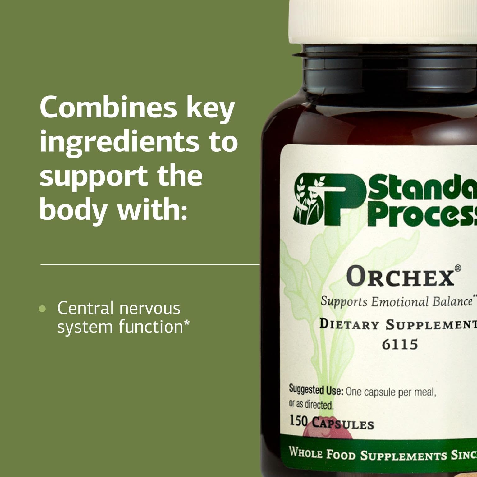 Standard Process Orchex bottle-top closeup emphasizing sealed freshness for reliable use.