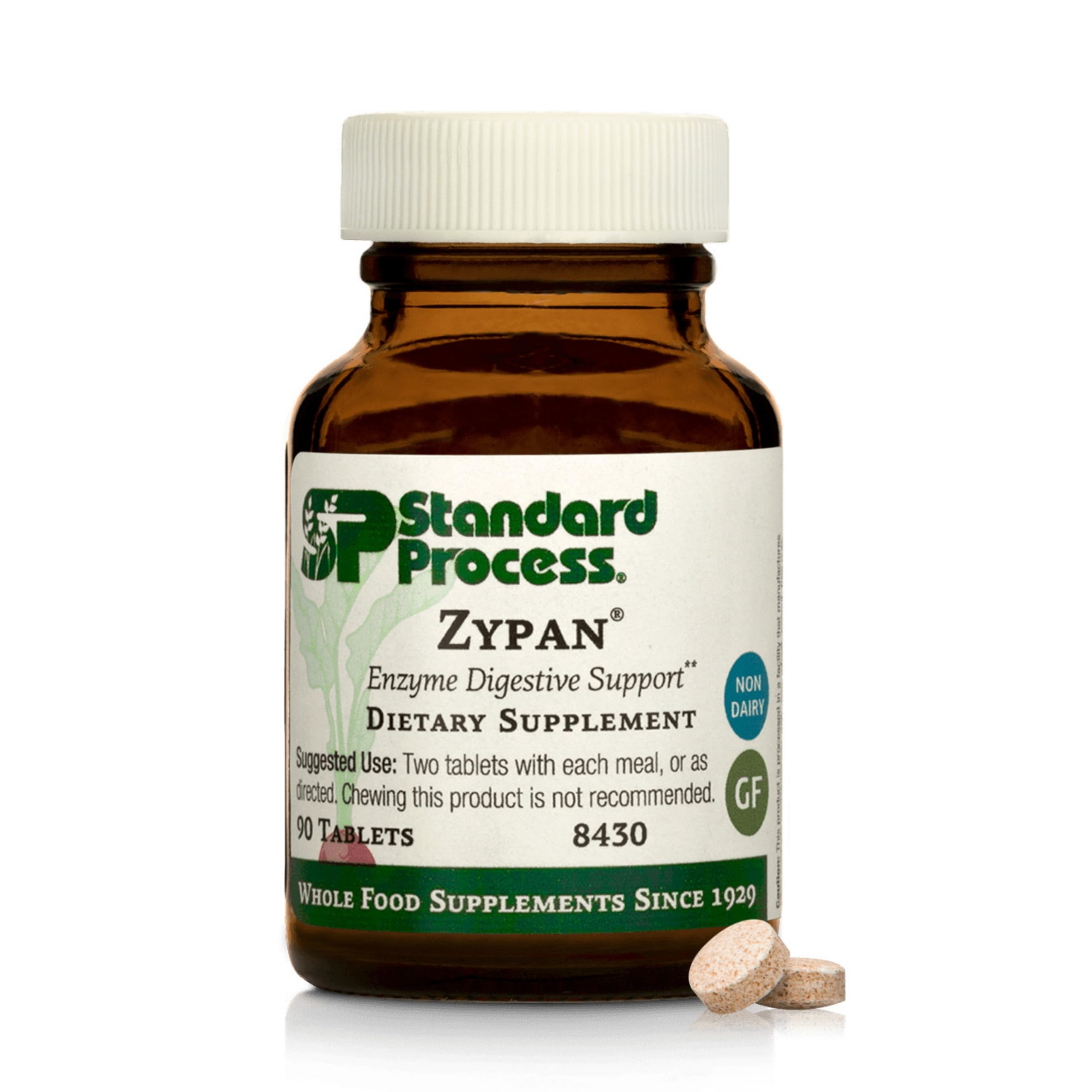 Standard Process Zypan bottle front showing enzyme support for protein digestion with meals