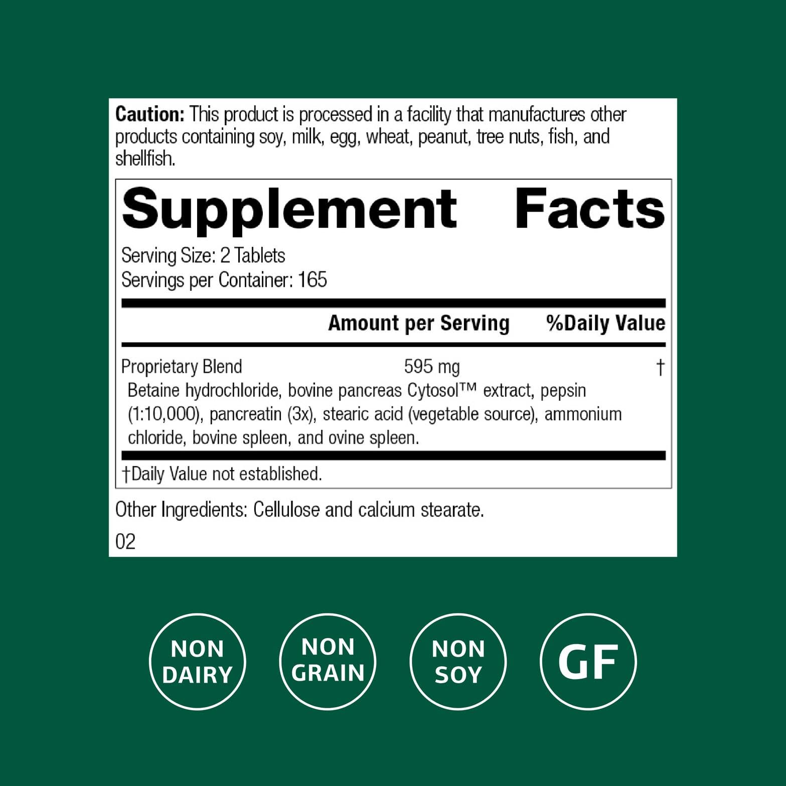 Standard Process Zypan tablets close-up, showcasing pancreatin and pepsin detail