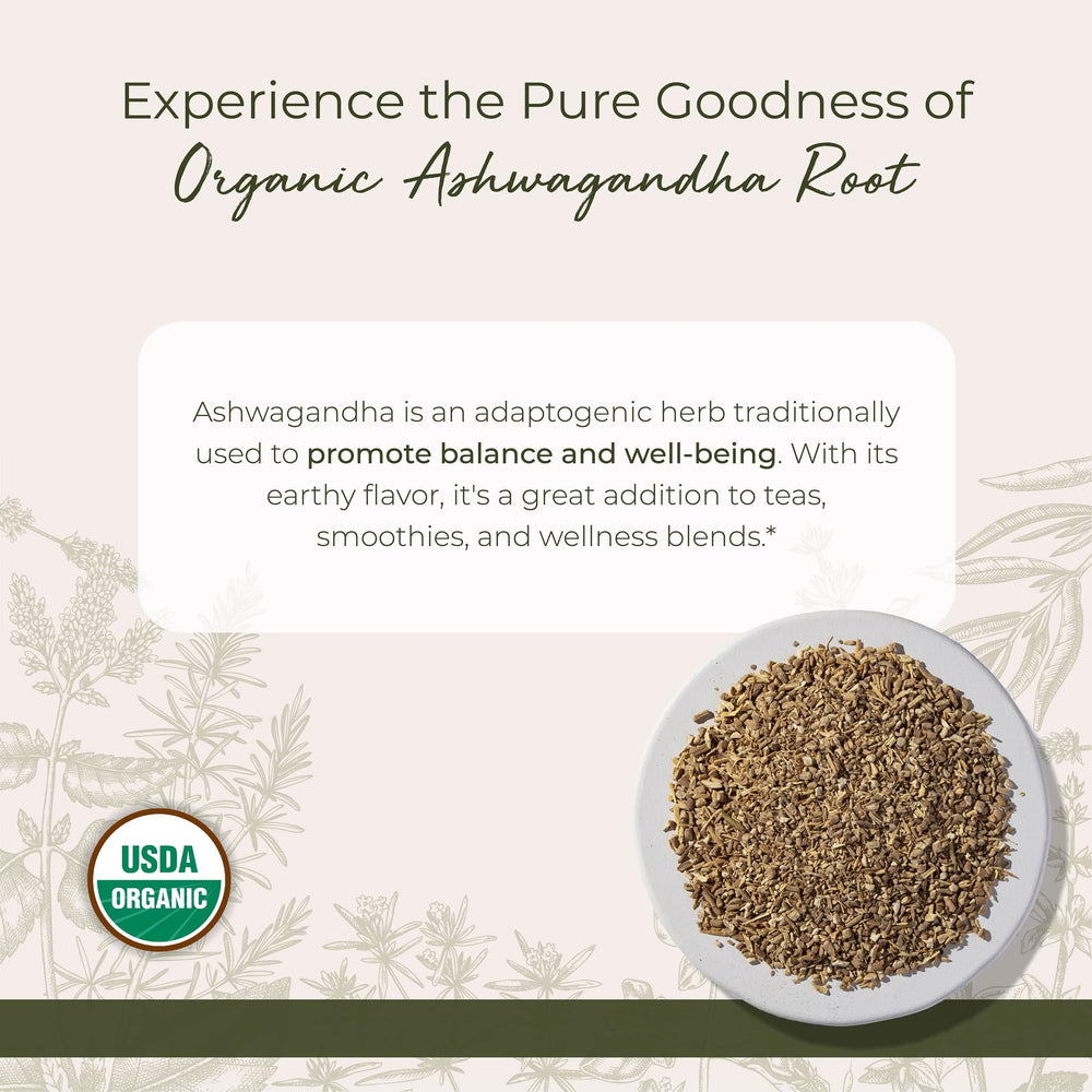 Loose cut and sifted ashwagandha root pieces in a bowl