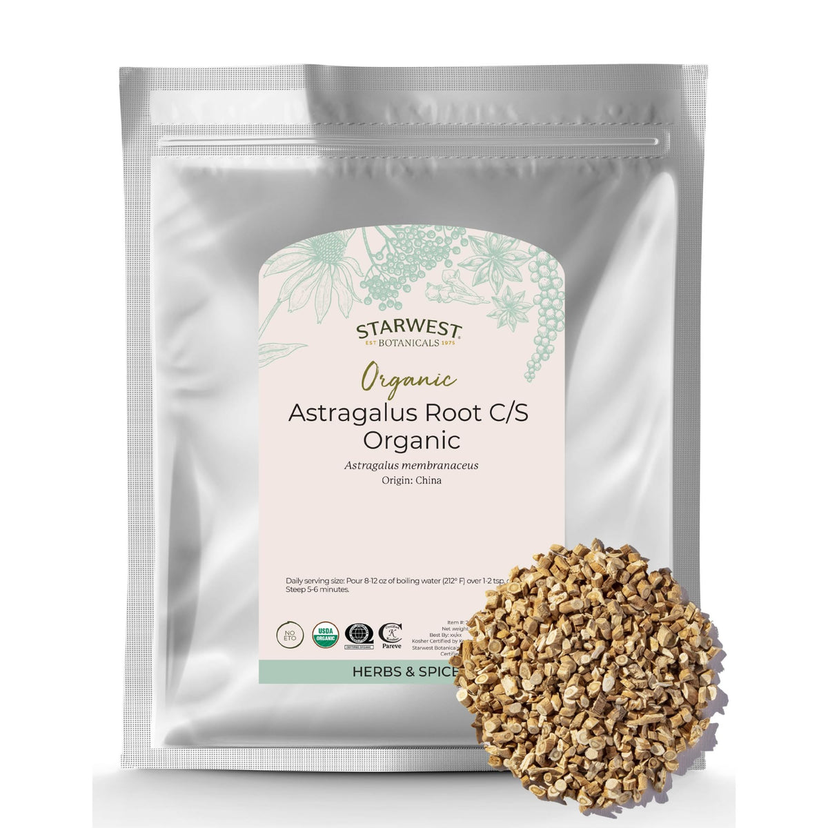 Starwest Astragalus root 1lb bulk packaging