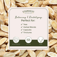 Close-up of dried astragalus root slices