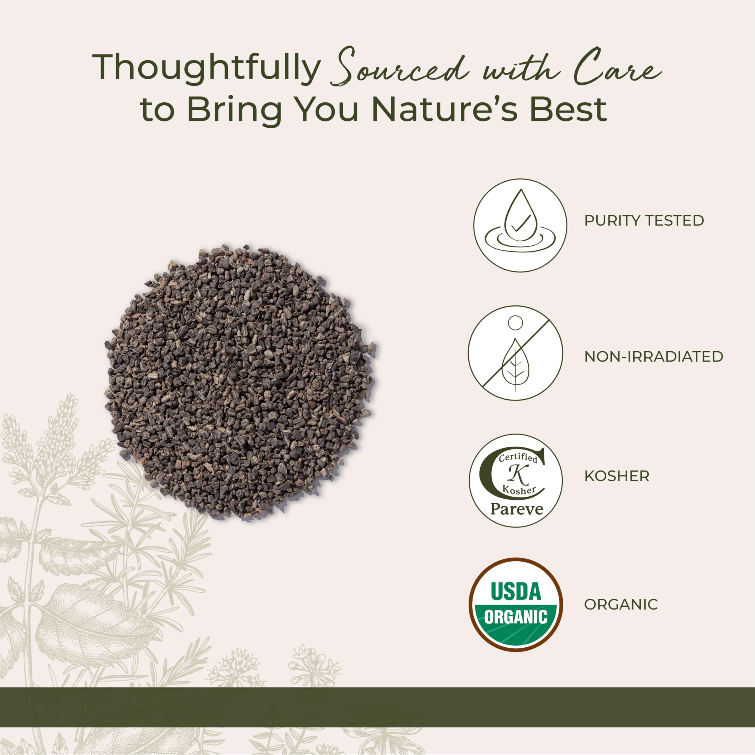 Kosher and Non-GMO organic black cohosh root packaging