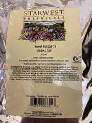 Packaging of Starwest Botanicals Essiac Tea 1 lb in resealable mylar bag