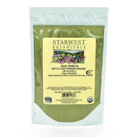 Starwest Botanicals Organic Nettle Leaf Powder 4 oz front view