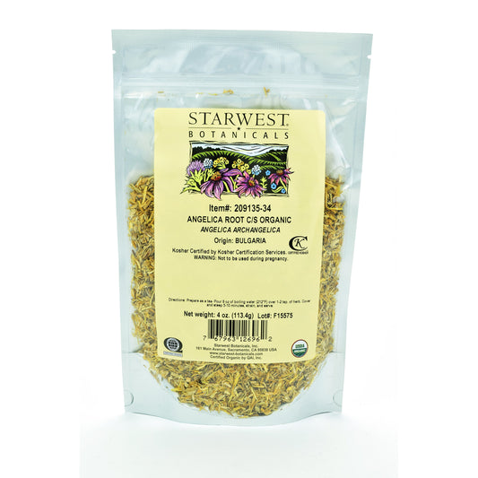 Starwest Botanicals Organic Angelica Root C/S 4 oz package