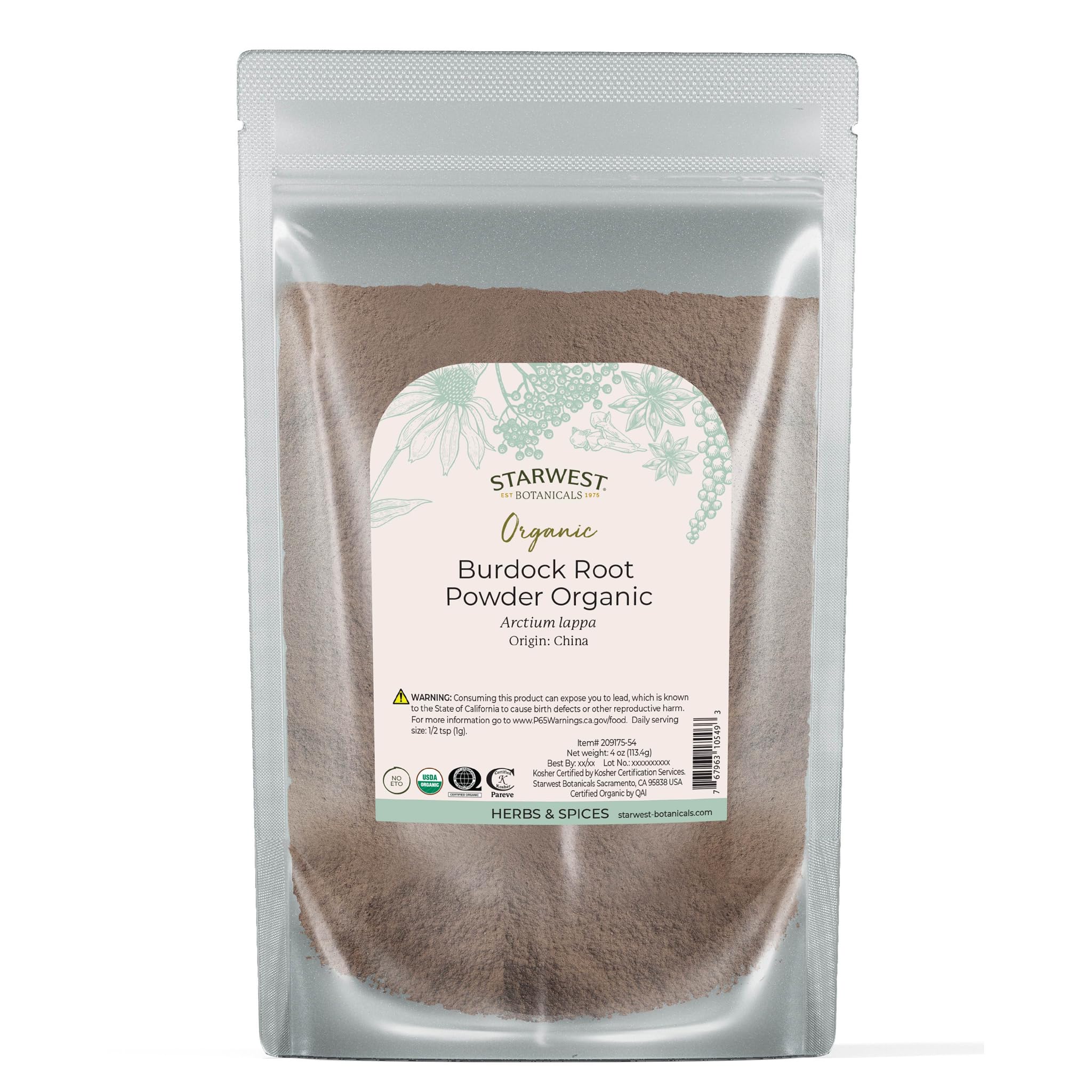 Hero image of Starwest Burdock Root Powder Organic 4 oz
