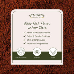 Organic and Kosher certification labels on cayenne pepper powder