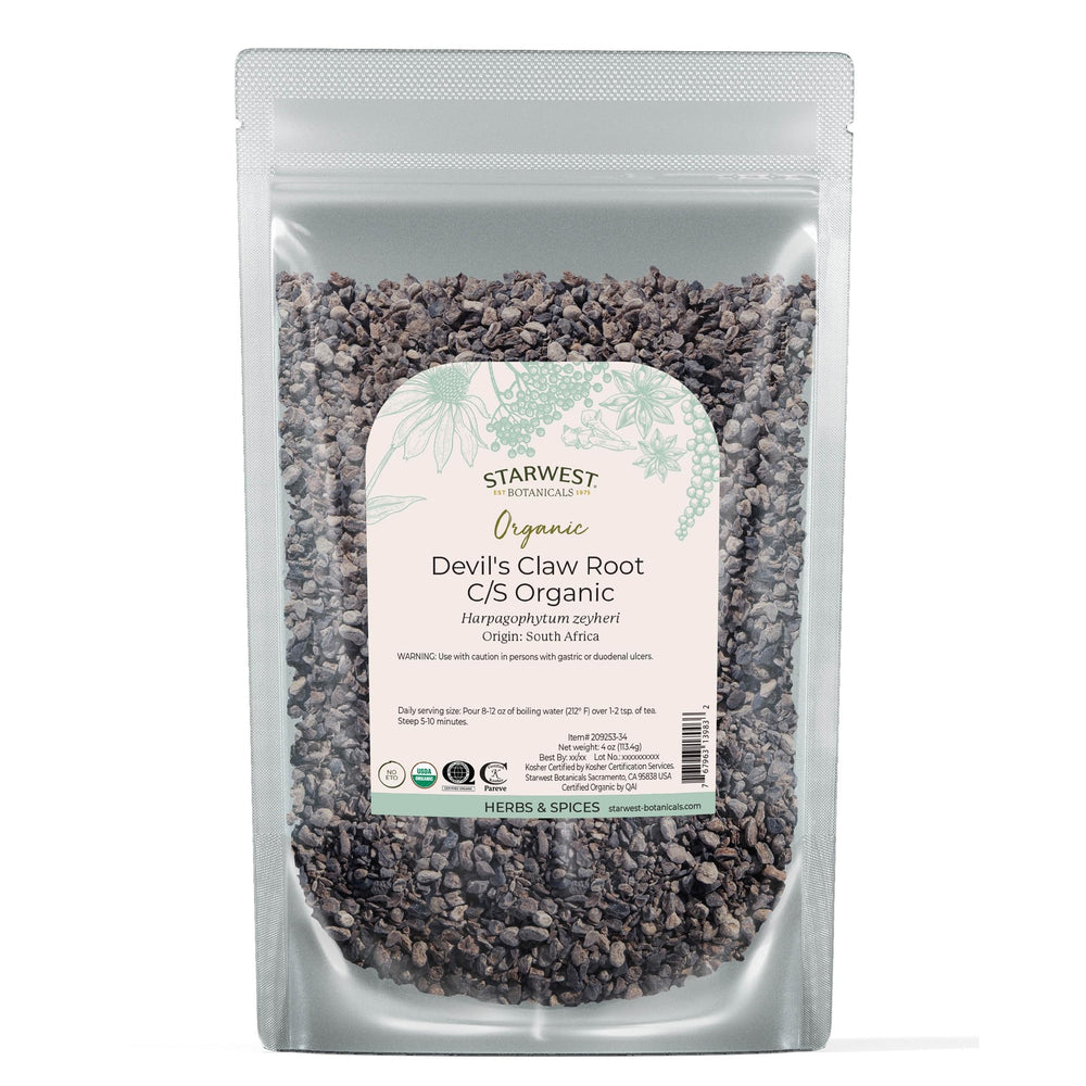 Organic Devil's Claw Root, dried, 4 oz pouch