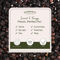 Raw dried elderberries in a bag