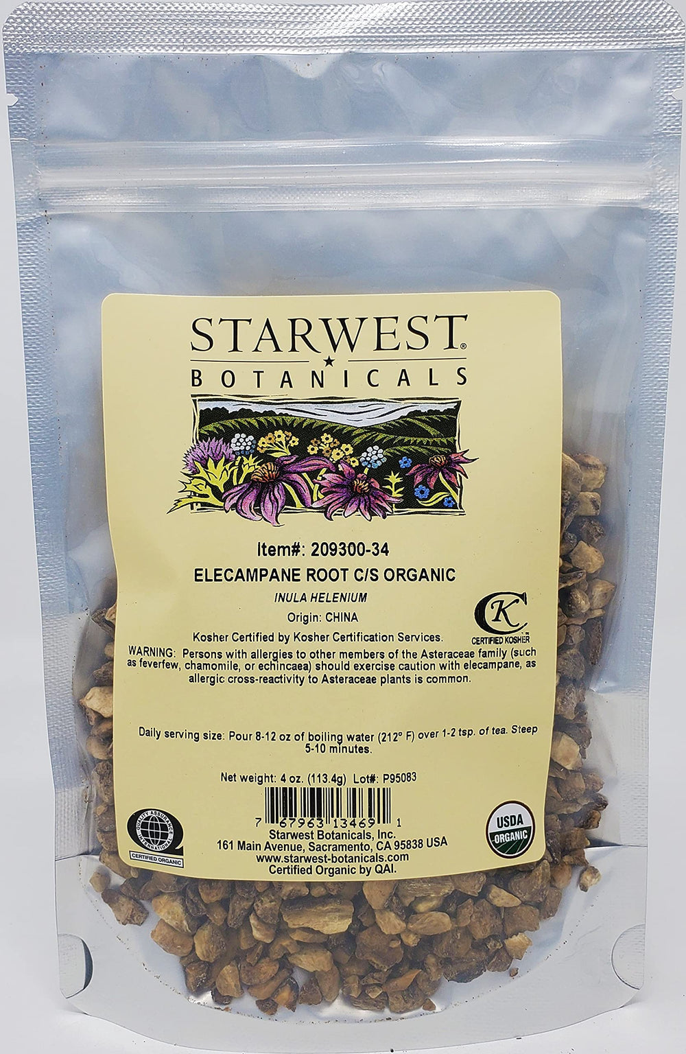 Organic Elecampane Root Cut & Sifted - 4 oz