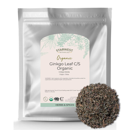 Starwest Ginkgo Leaf bulk 1 lb bag with dried, whole leaves