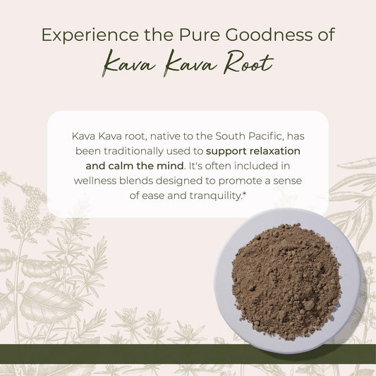 Close-up of finely ground Kava Kava root powder in a scoop