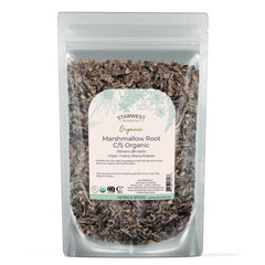 Organic marshmallow root in a 4 oz pouch from Starwest Botanicals