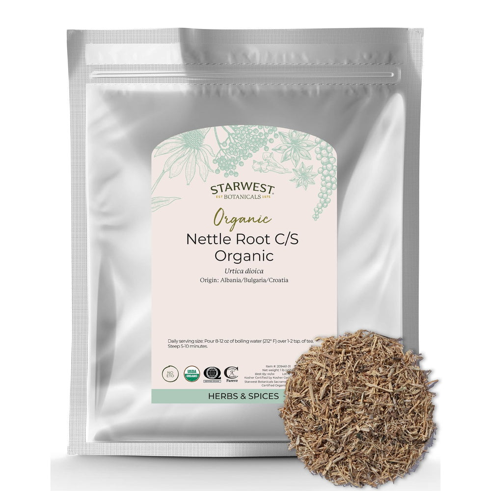 Starwest Nettle Root Organic dried 1 lb bag - front view